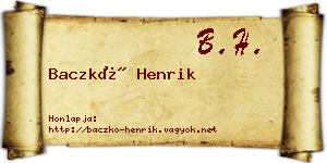 Baczkó Henrik névjegykártya